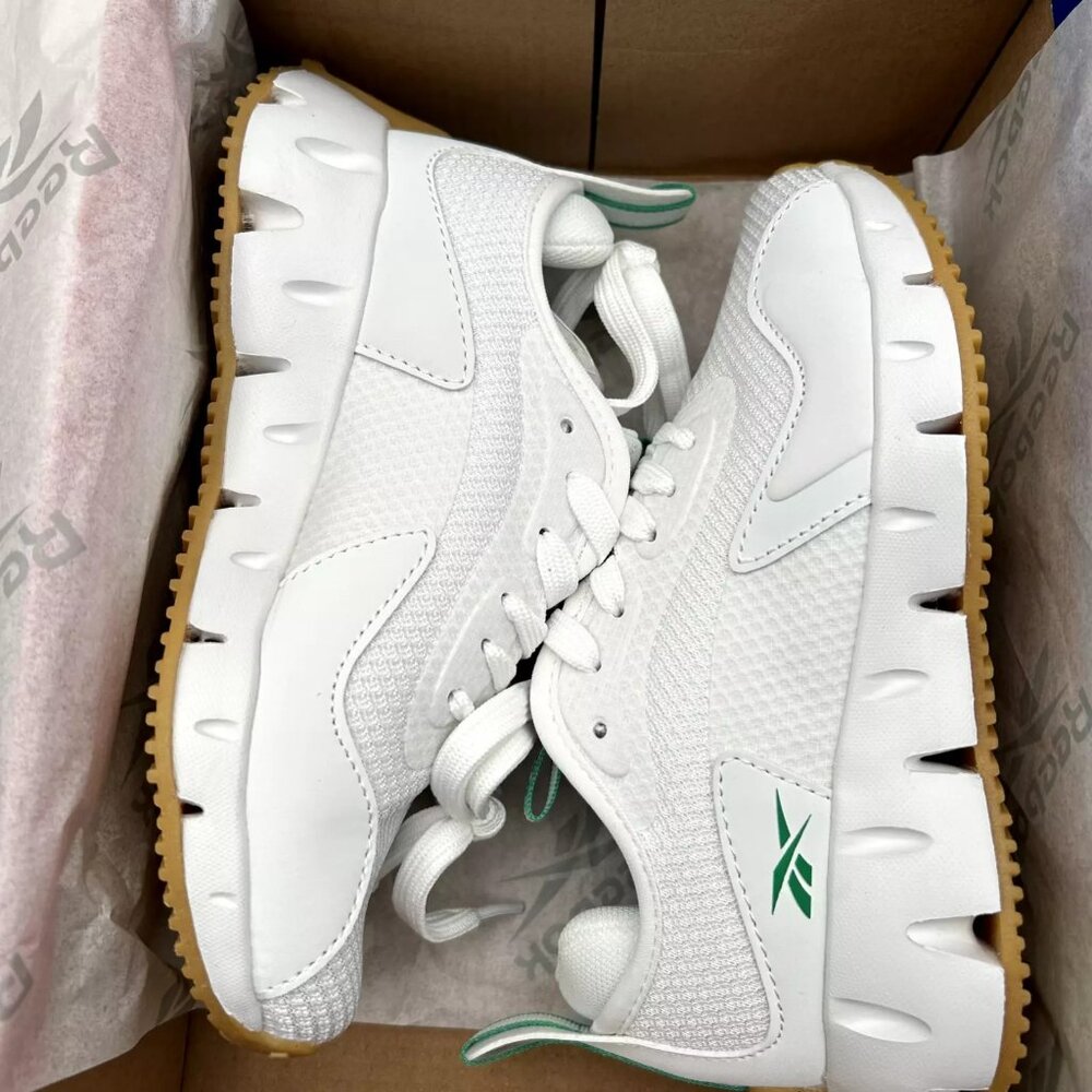 Reebok Zig Dynamica Youth Boy's Sneakers Size 2Y White/Brown Toe & Heel Bumpers - Picture 9 of 13